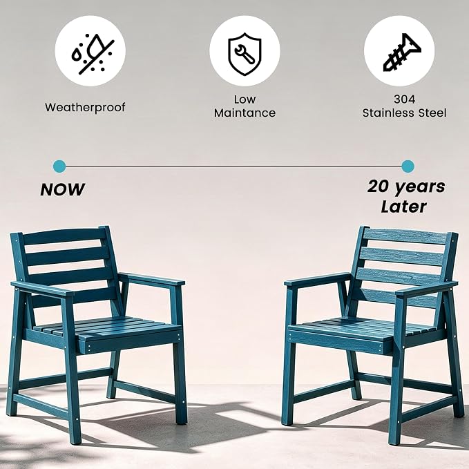 LOUNZY 11 Piece Patio Dining Set for 10, Outdoor Table and Chairs, Navy | 89.4“ table,Spacious 10 person outdoor table and chairs set, HDPE structure, built for entertaining and family events