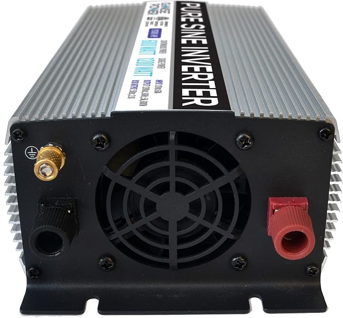 GoWISE Power 600W Pure Sine Wave Inverter 12V DC to 115V AC with 2 AC Outlets + 1 5V USB Port and 2 Clamp Cables (1200W Peak) PS1001