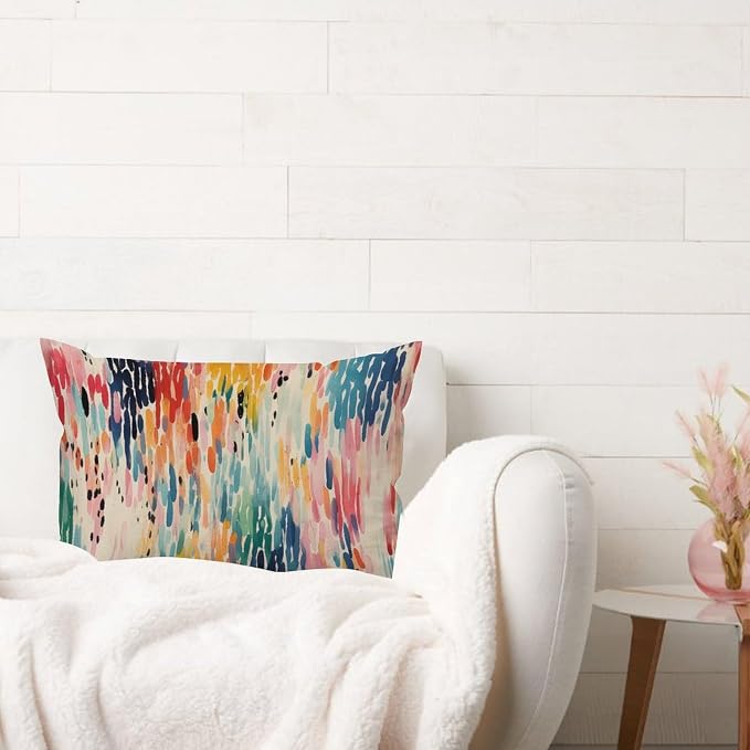 Make It Rain Fiesta Lumbar Throw Pillow Cover Rainbow Colorful Pillow Case 12x20in Classic Accent Throw Pillow Covers Farmhouse Decorative for for Sofa Couch Bed Chair Indoor