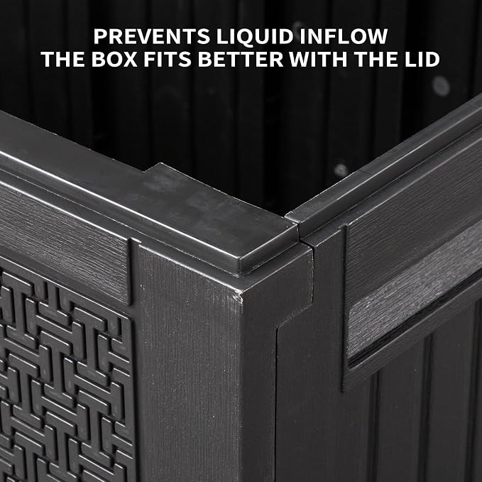 90 Gallon Outdoor Garden Plastic Storage Deck Box Chest Tools Cushions Toys Lockable Seat