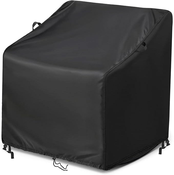 Kasla Patio Chair Cover, Waterproof Heavy Duty Cover for Outdoor Rocking Chair & Papasan Rocking Chair & Rattan Wicker Chair & Swivel Chair (Black, 43"L×42"W×42"H)