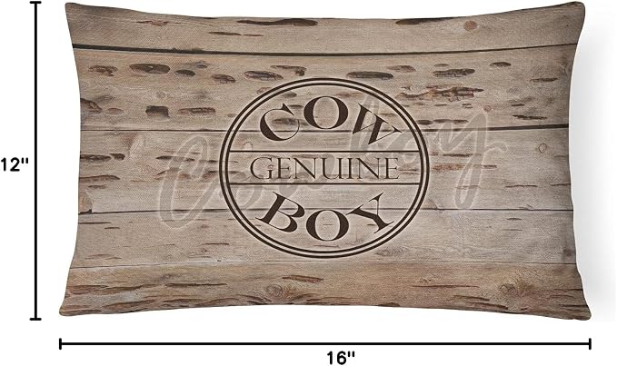 Caroline's Treasures SB3057PW1216 Genuine Cow Boy Branded Canvas Fabric Decorative Pillow 100% Machine Washable Pillow, Indoor or Outdoor Decorative Throw Pillow for Couch, Bed or Patio