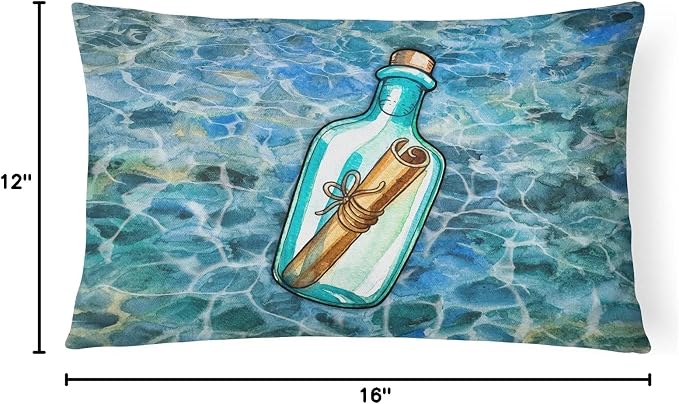 Caroline's Treasures BB5343PW1216 Message in a Bottle Canvas Fabric Decorative Pillow Machine Washable, Indoor Outdoor Decorative Pillow for Couch, Bed or Patio, 12HX16W