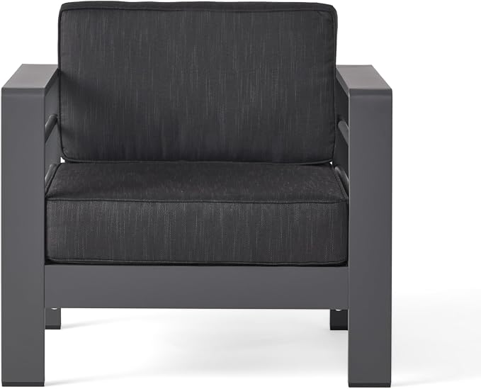 Christopher Knight Home Cape Coral Outdoor Grey Aluminum 5 Piece Conversation Set with Water Resistant Cushions