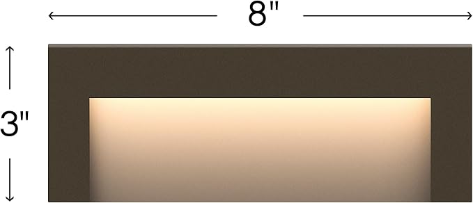 Hinkley Landscape Lighting Taper Wide Horizontal 12v Deck Sconce - Aluminum, Low Voltage, Mounts Flush to Surface, Integrated LED, Wet Rated, Modern - Bronze Finish with Etched Glass Lens