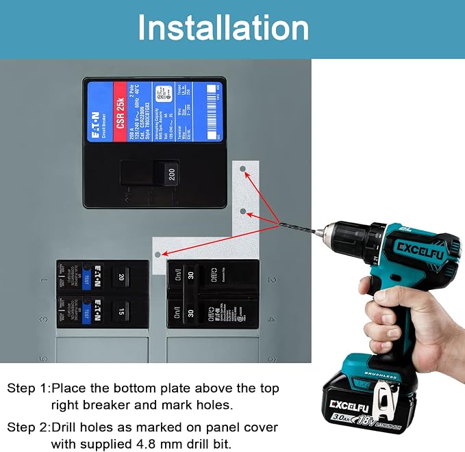 Generator Interlock Kit Compatible with Eaton Cutler Hammer BR SERIES 150 and 200 amp Panels, Generator Horizontal Electrical Interlock Kit, 1 1/4-1 7/16 inches Spacing Between Main and Branch Breaker