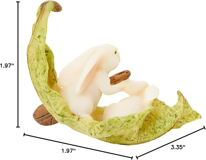 Top Collection Miniature Fairy Garden and Terrarium Statue, Rabbits Rowing Leaf Boat