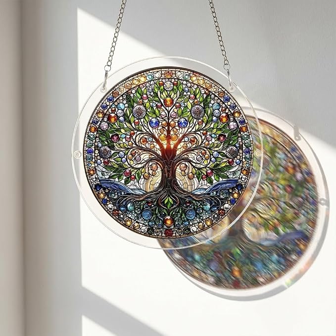 Acrylic Puzzle Suncatcher, Jigsaw Puzzle Sun Catcher, 7.87 in | Tree of Life Acrylic Jigsaw Puzzle, Suncatcher Puzzles Kit Home Garden Decor, Mothers Day Birthday Gifts for Mom, Adults