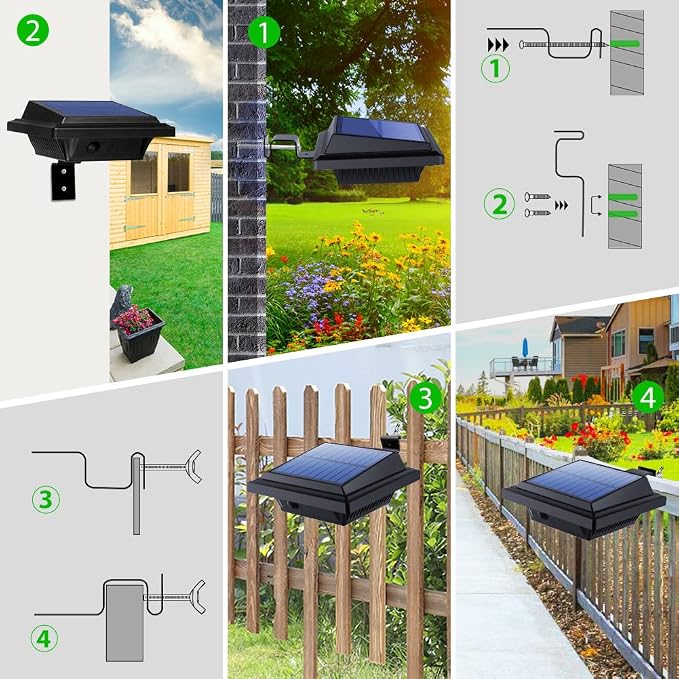 Gutter Lights,40 LEDs Solar Patio Decor Lights, Deck Light Outdoor Waterproof Fence Light for Wall Backyard Porch, Patio, Pool,Step Stairs, Yard, Garden, Pathway (8Pack-Black,Cool White Light)