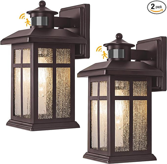 Motion Sensor Outdoor Lights Bronze 2 Pack Dusk till Dawn Outdoor Lighting | Outdoor Porch Lights Light Fixtures Bronze Dusk till Dawn Exterior Lights Outdoor, Exterior Lights for House, Garage, Door