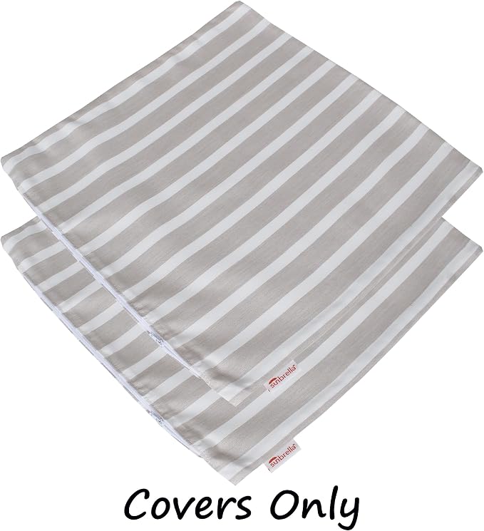 Outdoor/Indoor Sunbrella Throw Pillow Cover Only Square Set of 2 Pieces 24 inch x 24 inch Shore Linen Stripe - Insert Not Included