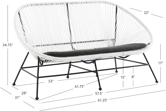 Linon Charleston White Woven Hammock Style Outdoor Loveseat