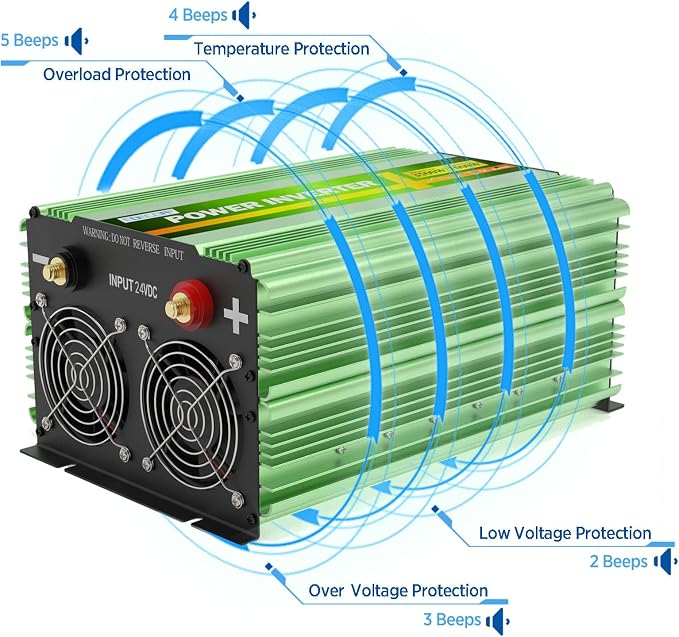 EDECOA 3500W 24 Volts Pure Sine Wave Power Inverter DC 24V to 110V 120V AC with LCD Display and Remote Controller for Truck Motorhome Boat Power Converter