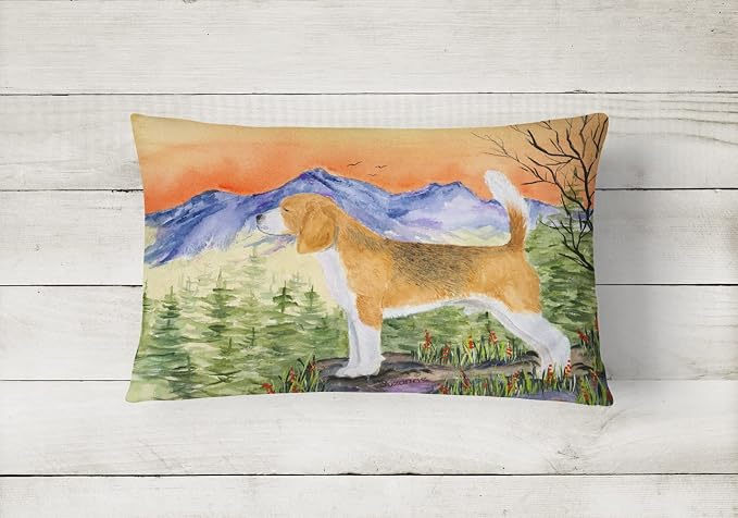 Caroline's Treasures SS8615PW1216 Beagle Canvas Fabric Decorative Pillow Machine Washable, Indoor Outdoor Decorative Pillow for Couch, Bed or Patio, 12HX16W