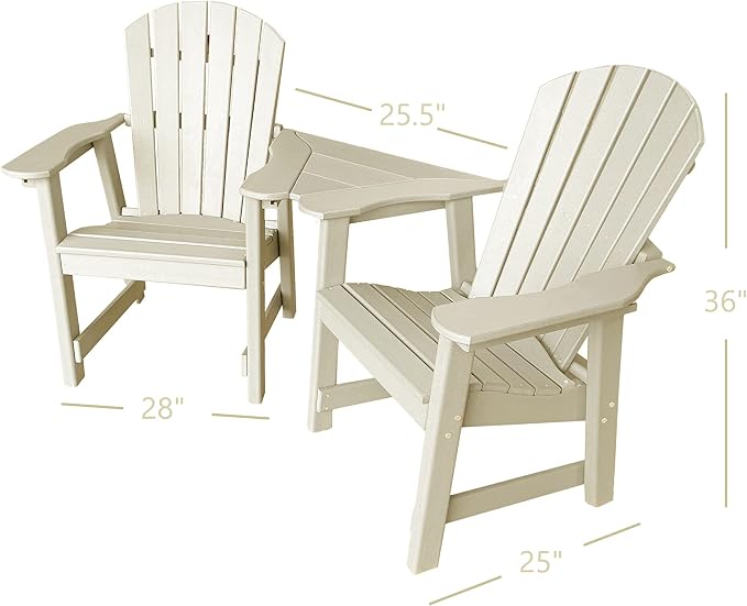 Phat Tommy 2 Chair Dining Table Set - Poly Outdoor Furniture - Small Patio Dining Set for Apartment Balcony Furniture, Recycled Poly Lumber Chairs and Table, White