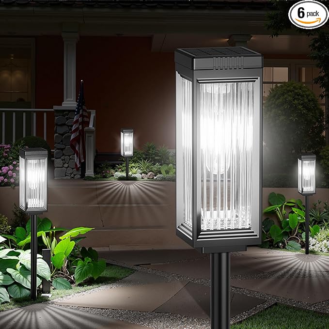 ELECLINK Solar Pathway Lights Outdoor, 6 Pack Upgraded Solar Lights Outdoor Waterproof, Bright Up to 15 Hrs Auto On/Off Garden Light for Yard Patio Lawn Path Walkway Driveway Outside Decor(Cool White)