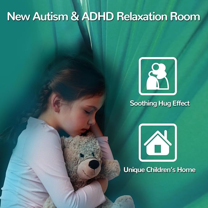 Sensory Swing for Kids Indoor & Outdoor Double Layer Therapy Cuddle Swing with 360° Swivel Hanger Kit Adjustable Swings for Child and Adult with Aspergers Autism (Aurora Green)