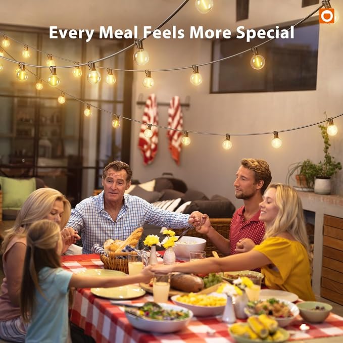 addlon Outdoor String Lights 50FT G40 with Remote 27 LED Shatterproof Bulbs | Dimmable Patio Globe Lights Waterproof, Hanging Outside Lighting for Backyard, Garden, Deck, Balcony, Porch, Café, Decor