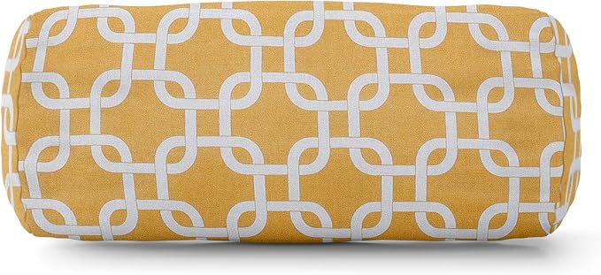 Majestic Home Goods Yellow Links Indoor / Outdoor Round Bolster Pillow 18.5" L x 8" W x 8" H