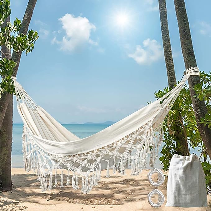 Outdoor Hammock Patio Hammock Beach Vacation Camping Climbing Traveling Hiking Picnic Outdoor Recreation Suitable for 2 Adults with a Maximum Load of 400lbs