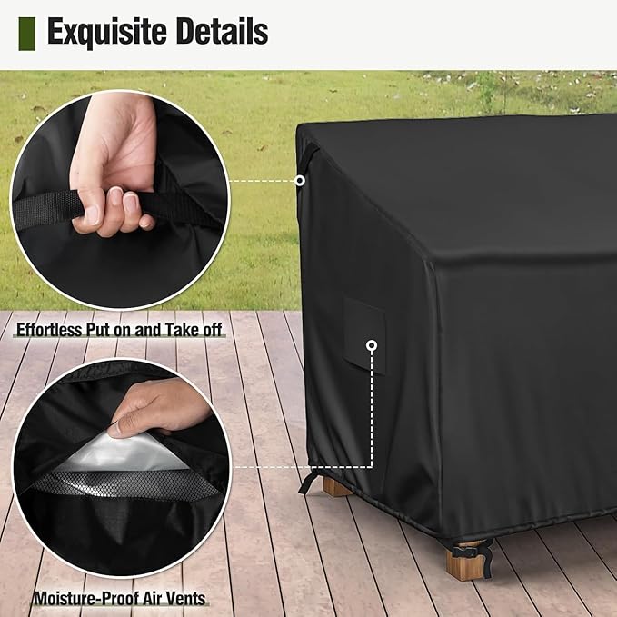 MR.COVER 3-Seater Outdoor Couch Cover Waterproof, Patio Furniture Cover for Sofa, Heavy Duty Outdoor Sofa Covers, Polyester & Double-Stitched Seams, Fits up to 92" W x 42" D x 35" H, Classic Black