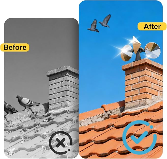 OFFO Bird Scare Reflective Device, Bird Reflector with Plastic Base for Outside Patio, Keep Pigeon Woodpeckers and Sparrows Away from Outdoor Boats Roofs Gardens