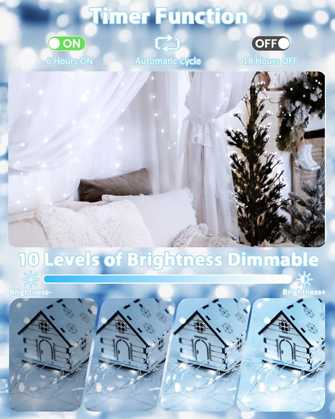 6 Pack 60 LED Fairy Lights Battery Operated with Remote, 20 FT Cool White | Cuttable, 8 Modes, Memory, Dimmable, Waterproof Battery String Lights with Timer for Indoor Outdoor, Christmas Decorations