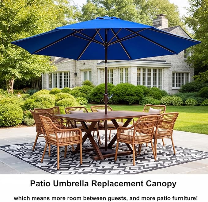 Patio Umbrella Replacement Canopy for 6/8 Ribs, Outdoor Table Market Yard Umbrella Replacement Top Cover, Waterproof Umbrella Canopy Fabric Replacement Canvas(Beige,9.2FT 8-Ribs)