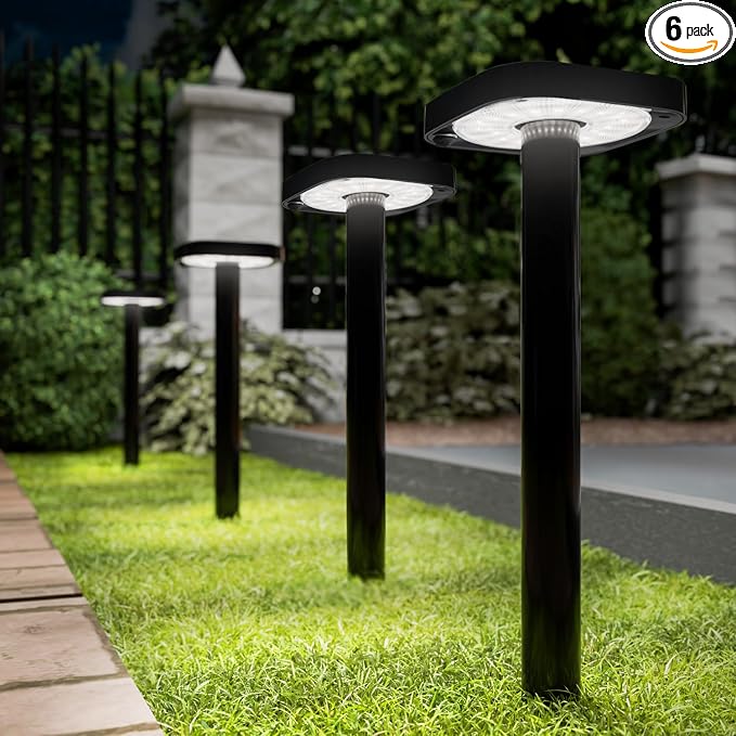 Sunco 6 Pack Square Solar Pathway Lights Outdoor, 2CCT, 2W, Dimmable | Selectable CCT 2700K/4000K, Bright 120LM, Outdoor Patio, Backyard, Garden Landscape Lighting, Home and Accent Lights, 3.7V