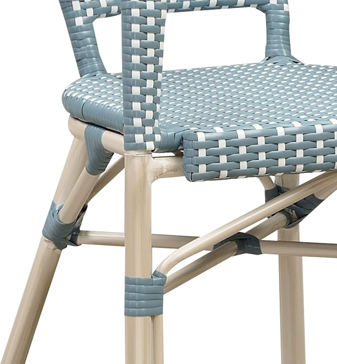 PURPLE LEAF 9 Pieces Outdoor Dining Set Patio Furniture Set with Large Aluminum Table and French Wicker Chairs for Garden Backyard Light Blue Patio Dining Set