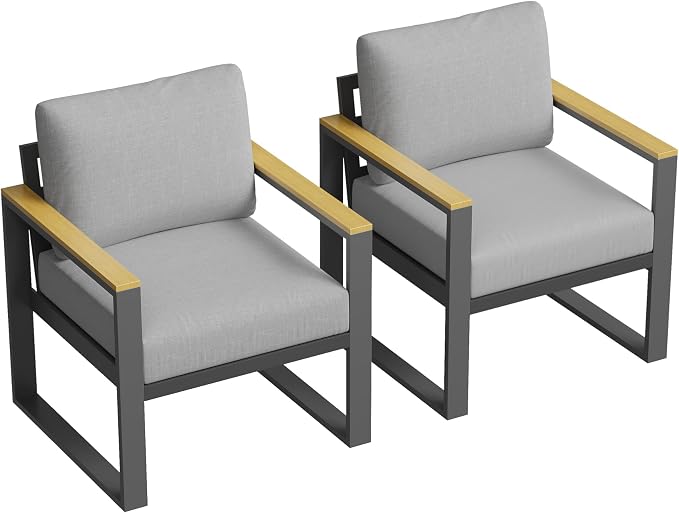 Metal Patio Armchair Set of 2 Part of Conversation Sets