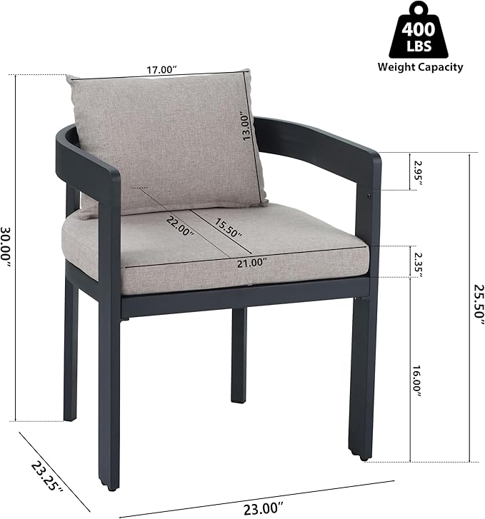 Christopher Knight Home Pusla Acacia Wood Patio Dining Set for 4, Wood&Metal Outdoor Dining Table Set for 4, Round Dining Table and Chairs Set of 4 with Cushion, Teak+Grey+Black