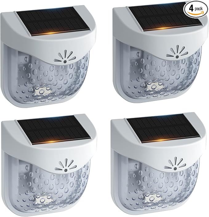 Solar Outdoor Lights, Dusk to Dawn Solar Fence Lights with Magnetic Base, Waterproof LED Deck Lighting 3000K Warm White, Garden Decor for Fence, Deck, Patio, Yard, FCC Certified, Gray, 4 Pack