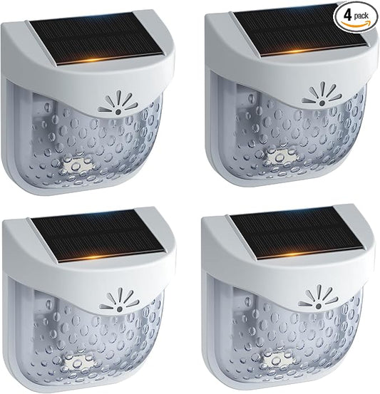 Solar Outdoor Lights, Dusk to Dawn Solar Fence Lights with Magnetic Base, Waterproof LED Deck Lighting 3000K Warm White, Garden Decor for Fence, Deck, Patio, Yard, FCC Certified, Gray, 4 Pack