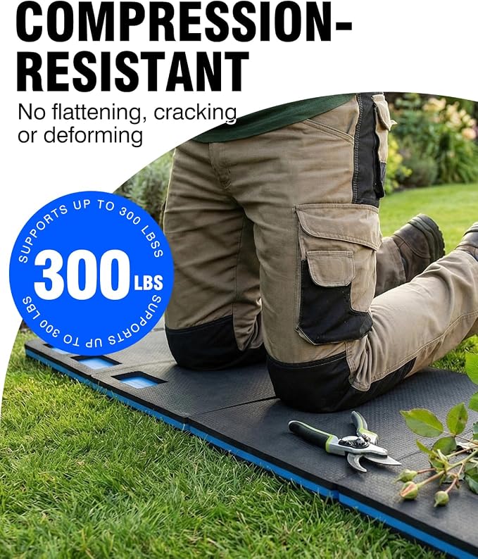 Foldable Foam Kneeling Pad, Mechanic Mat for Ground, 47.2"x15.7"x1.1" | for Gardening, Work, Repairing, Garage, Handle, Tool Tray, Strap, Durable Supportive, Waterproof, Oil Dirt Resistant, Nonslip