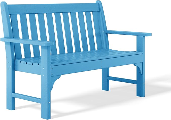 WestinTrends Malibu 3-Piece HDPE Outdoor Patio Furniture Couch and Coffee Table Set, Pacific Blue