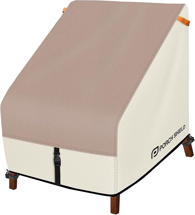 Porch Shield Patio Chair Covers - Waterproof Outdoor Lounge Deep Seat Adirondack Chair Cover - 34W x 37D x 36H inch, Light Tan & Khaki