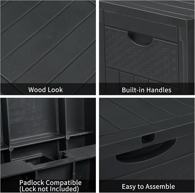 VINGLI Outdoor Storage Box, 33 Gallon Outdoor Deck Box for Patio Furniture Cushions, Garden Tools, etc. Patio Resin Deck Box with Side Handles for Garden, Yard, Patio