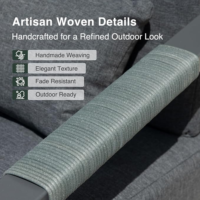 Patio Furniture Set, 2-Piece Aluminum Outdoor Single Chairs with Washable High-Resiliency Sponge Cushions, Upgraded Gray
