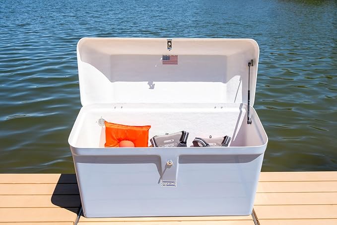 DoxBox Fiberglass Storage Box. US Made Weatherproof Storage with UV-Resistant Gelcoat for Waterfront, Boat, and Outdoor Gear, Rectangle Shape (Slate)