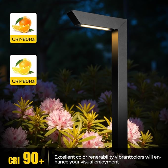 3CCT LED Low Voltage Landscape Pathway Light, 12V Premium 3000K/4000K/5000K Selectable Path Lights Wired, Modern Walkway Lights Outdoor, Higher Housing with Larger Stake (19.71IN, 4pack)