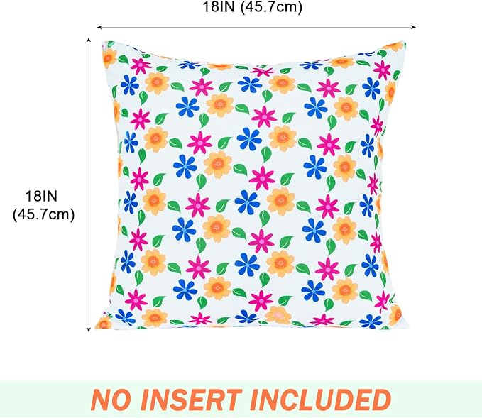 Eternal Beauty 18" x 18" Set of 2 Outdoor Pillow Covers Decorative Pillow Covers for Fall Couch Pillows (Yellow-Blue Flower, 18" x 18" (Pack of 2))