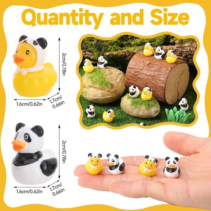 30 Pcs Panda Ducks, Mini Panda Resin Ducks Bulk, Fun Printed Toy Figures for Birthday Party Favors, Themed Decor, Kids Gift Collection (Panda)