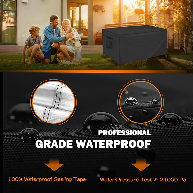 Rectangular Patio Table Cover, Outdoor Table Covers Waterproof, UV Resistant Outdoor Lawn Patio Furniture Covers, 108" L x 82" W x 28" H