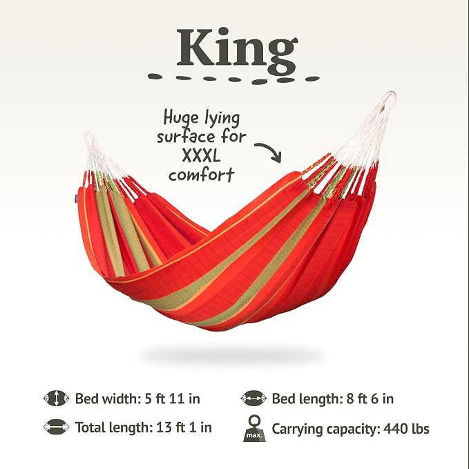 LA SIESTA Flora Chilli - Organic Cotton Family Classic Hammock Size King