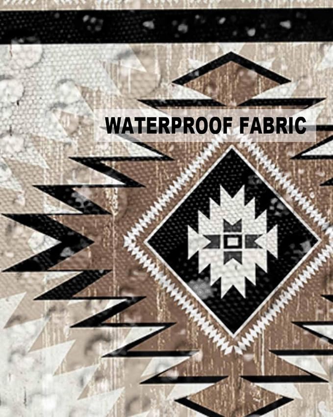 Outdoor Waterproof Throw Pillow Covers Set of 2 Brown Grey Boho Aztec Lumbar Pillowcases 20x12 Inches Southwest Tribal Geometric Decorative Pillows Cushion Case Patio Pillows for Couch Bed Garden