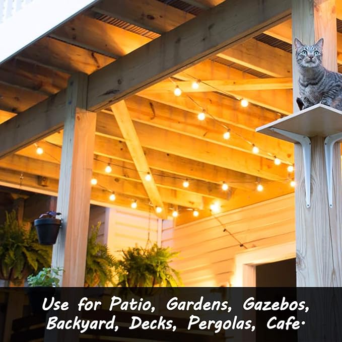 100FT G40 Globe String Lights, 2700K LED Outdoor Patio Lights String with 50 Dimmable Shatterproof Bulbs, Waterproof Connectable Hanging Lights for Backyard Porch Balcony Party, E12 Socket Base