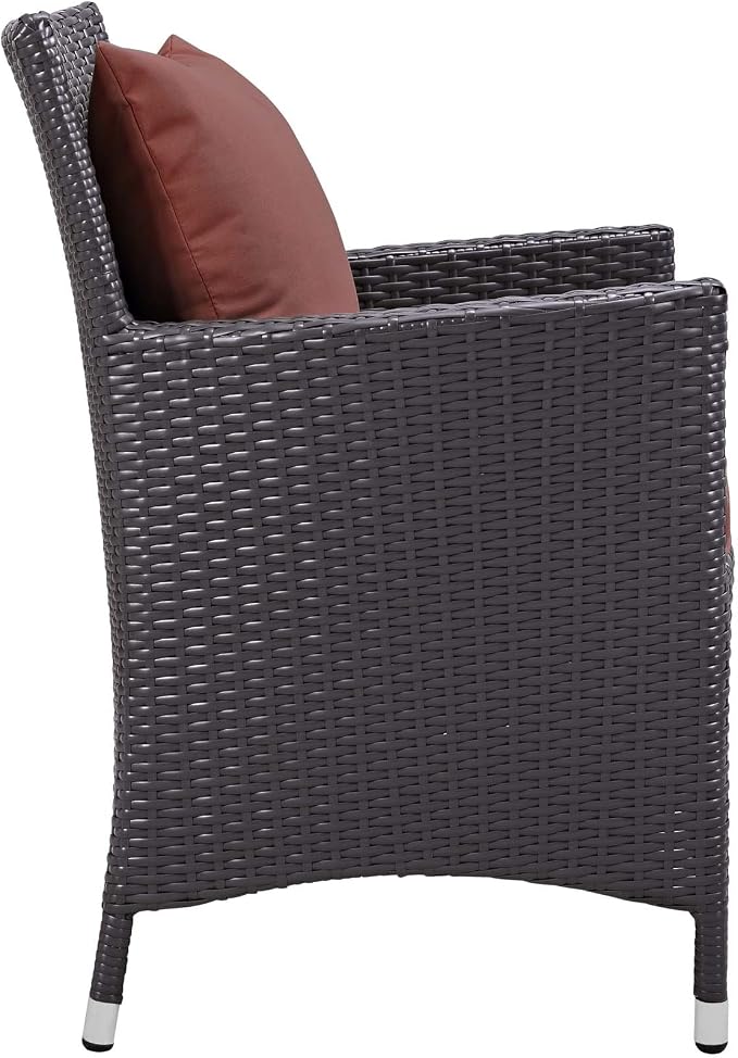 Modway Convene Wicker Rattan Outdoor Patio Dining Armchair with Cushion in Espresso Curant