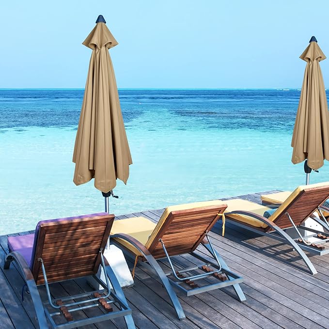 belupai 10ft Patio Umbrella Replacement Canopy, 6 Ribs Canopy Replacement Water Resistant Patio Canopy Outdoor Table Market Yard Umbrella Top Outdoor Umbrella Canopy for 56-58in Ribs (Canopy Only)(Tan, 6 Ribs)