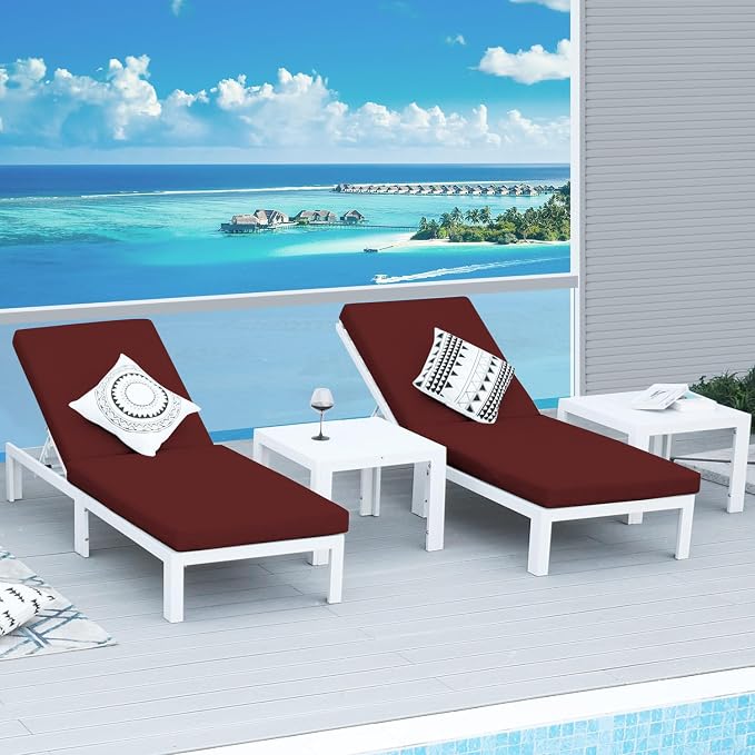 NICESOUL 16 Piece Modern Aluminum Outdoor Patio Furniture Set with Chaise & Coffee Table, Extra Large All-Weather Modular Sectional Couch, 29" Wide Deep Seating Conversation Sofa for Poolside, Red